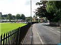 The road into Lesmahagow with the Glebe Park on Abbeygreen on the left