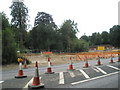 Warning cones on the A3 at Hindhead