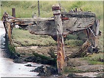 TM4249 : Remains of Thames barge near the landing stage, Orford Ness by Phil Champion