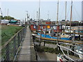 Boardwalk boat moorings, Blackwater Estuary