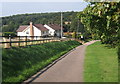 Houses in Offton from track rising to Castle Farm