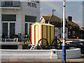 Bathing machine outside the Langham Hotel