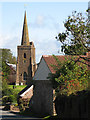 Tower and spire of the church of St Deinst